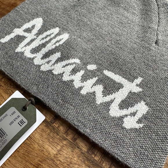 NWT ALLSAINTS LOGO JACQUARD BEANIE - Picture 2 of 5